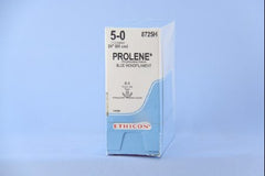Suture with Needle Prolene Nonabsorbable Uncoated Blue Suture Monofilament Polypropylene Suture Size 5 - 0 24 Inch Suture Double-Armed 12 mm Length 3/8 Circle Taper Point Needle