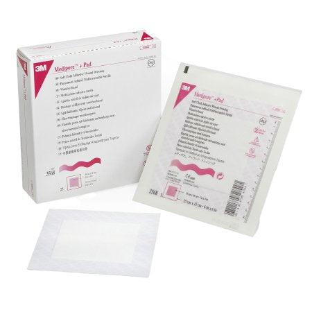 3M Adhesive Dressing 3M™ Medipore™ 6 X 6 Inch Soft Cloth Square White Sterile