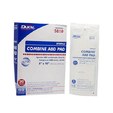 Dukal Abdominal Pad Dukal™ Nonwoven Cellulose 1-Ply 8 X 10 Inch Rectangle Sterile