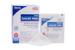 Dukal Gauze Sponge Dukal™ Cotton 12-Ply 3 X 3 Inch Square Sterile