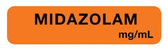United Ad Label Drug Label UAL™ Anesthesia Label Midazolam mg/mL Orange 5/16 X 1-1/4 Inch - M-382155-4203 - Roll of 1