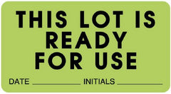 United Ad Label Pre-Printed Label Instructional Label Light Green Paper THIS LOT IS READY FOR USE DATE____________INITIALS____________ Quality Control Label 1-5/8 X 3 Inch - M-382191-3116 - Roll of 1