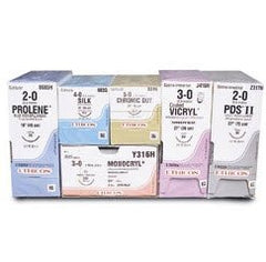 J & J Healthcare Systems Suture with Needle Absorbable Uncoated Undyed Suture Plain Gut Size 4 - 0 18 Inch Suture Double-Armed 13 mm Length Straight Conventional Cutting Needle
