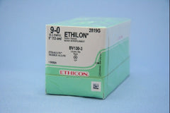 Suture with Needle Ethilon Nonabsorbable Uncoated Black Suture Monofilament Nylon Size 9 - 0 5 Inch Suture 1-Needle 3.8 mm Length 3/8 Circle Taper Point Needle