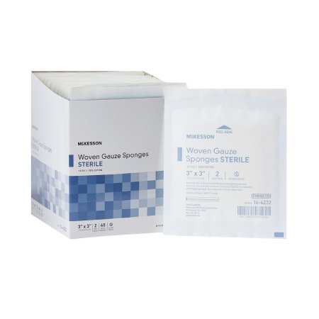 Gauze Sponge McKesson Cotton 12-Ply 3 X 3 Inch Square Sterile