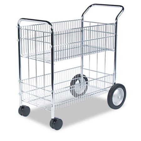 Fellowes® Wire Mail Cart, 21.5w x 37.5d x 39.25h, Chrome