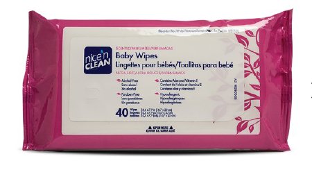 Professional Disposables Baby Wipe Nice'n Clean® Soft Pack Aloe / Vitamin E Scented 40 Count
