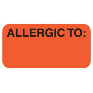 Tabbies Pre-Printed Label Allergy Alert Red Allergic To: Black Alert Label 3/4 X 1-1/2 Inch - M-386990-1496 - Roll of 1