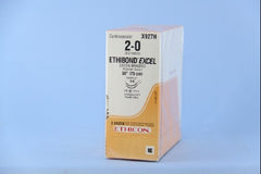Suture with Needle Ethibond Nonabsorbable Coated Green Suture Braided Polyester Size 2 - 0 30 Inch Suture Double-Armed 17 mm Length 3/8 Circle Taper Cut Needle