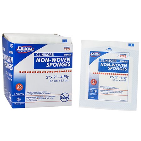 Dukal Nonwoven Sponge Clinisorb Polyester / Rayon 4-Ply 2 X 2 Inch Square Sterile