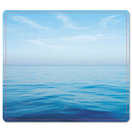 Fellowes® Recycled Mouse Pad, Nonskid Base, 7 1/2 x 9, Blue Ocean