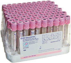 Becton Dickinson BD Vacutainer® Venous Blood Collection Tube Whole Blood Tube K2 EDTA Additive 13 X 100 mm 6 mL Pink BD Hemogard™ Closure Plastic Tube