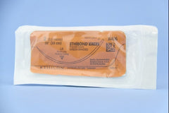 Suture with Needle Ethibond Nonabsorbable Coated Green Suture Braided Polyester Size 2 20 Inch Suture 1-Needle 75 mm Length 3/8 Circle Reverse Cutting Needle