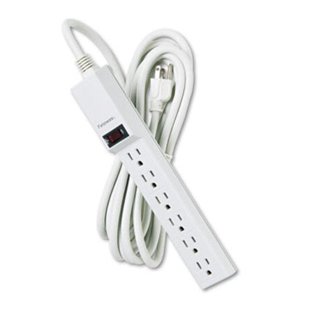 Fellowes® Six-Outlet Power Strip, 120V, 15 ft Cord, 1.88 x 10.88 x 1.63, Platinum