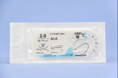 Suture with Needle Perma-Hand Nonabsorbable Coated Black Suture Braided Silk Size 2 - 0 30 Inch Suture 1-Needle 17 mm Length 3/8 Circle Taper Point Needle