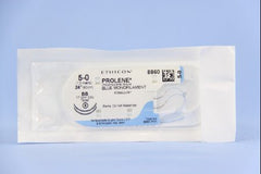Suture with Needle Prolene Nonabsorbable Uncoated Blue Suture Monofilament Polypropylene Suture Size 5 - 0 24 Inch Suture Double-Armed 17 mm Length 3/8 Circle Taper Point Needle