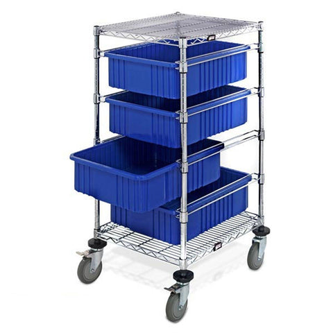 4-Container Divider Box Cart 4-Shelf Divider Box Cart • Frame: 21"W x 24"D x 45"H • Boxes: 17.5"W x 22.5"D x 6"H ,1 Each - Axiom Medical Supplies