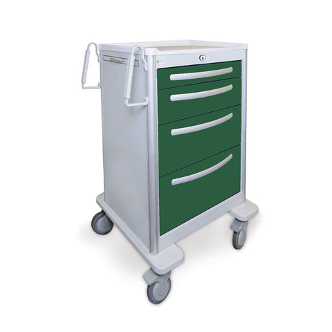 4-Drawer Med Jr Aluminum Cart 4-Drawer with Push-Button Lock • 39"H ,1 Each - Axiom Medical Supplies