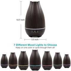 HealthSmart Aromatherapy Diffuser Cool Mist Humidifier - Oil Diffuser for Essential Oils, Brown AM-40-500-037