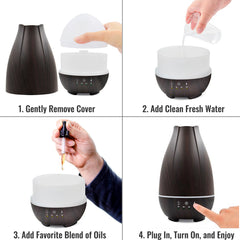 HealthSmart Aromatherapy Diffuser Cool Mist Humidifier - Oil Diffuser for Essential Oils, Brown AM-40-500-037