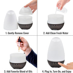 HealthSmart Aromatherapy Diffuser Cool Mist Humidifier - Oil Diffuser for Essential Oils, White AM-40-500-190