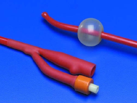 Cardinal Foley Catheter Ultramer™ 2-Way Coude Tip 5 cc Balloon 14 Fr. Hydrogel Coated Red Rubber