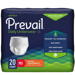 First Quality Unisex Adult Absorbent Underwear Prevail® Daily Underwear Pull On with Tear Away Seams Medium Disposable Moderate Absorbency - M-402953-1251 - Case of 80