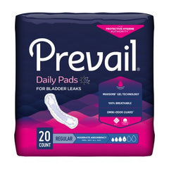 First Quality Bladder Control Pad Prevail® Daily Pads 9-1/4 Inch Length Moderate Absorbency Polymer Core One Size Fits Most Adult Female Disposable - M-409931-2986 - Bag of 20