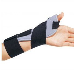 DJO Thumb Splint ThumbSPICA™ One Size Fits Most Hook and Loop Closure Left Hand Black / Blue