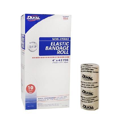 Dukal Elastic Bandage Dukal™ 4 Inch X 5 Yard Standard Compression Clip Detached Closure Tan NonSterile