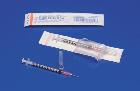 Cardinal Tuberculin Syringe with Needle Monoject™ 1 mL 25 Gauge 5/8 Inch Attached Needle Without Safety - M-414592-4830 - Box of 100