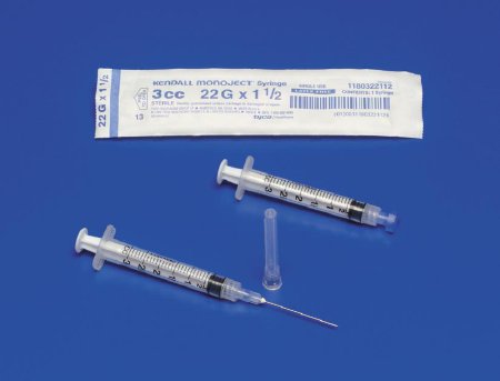 Cardinal Syringe with Hypodermic Needle Monoject™ 3 mL 20 Gauge 1 Inch Detachable Needle Without Safety