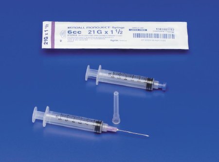 Cardinal Syringe with Hypodermic Needle Monoject™ 6 mL 21 Gauge 1 Inch Detachable Needle Without Safety