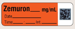 Shamrock Scientific Drug Label Shamrock Anesthesia Label Zemuron_mg/mL Fluorescent Red 1/2 X 1 Inch - M-415347-2975 - Roll of 1