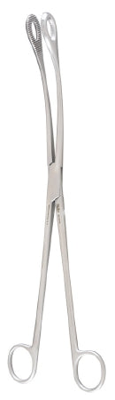 Placenta Forceps Miltex® Kelly 12-1/2 Inch Length OR Grade German Stainless Steel NonSterile NonLocking Finger Ring Handle Curved Serrated Tip