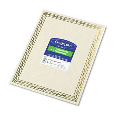 Geographics® Foil Stamped Award Certificates, 8-1/2 x 11, Gold Serpentine Border, 12/Pack