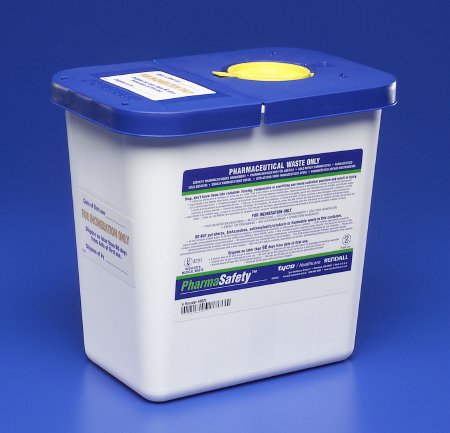 Cardinal Pharmaceutical Waste Container PharmaSafety™ 10 H X 10-1/2 W X 7-1/4 D Inch 2 Gallon White Base / Blue Lid Vertical Entry Hinged Lid - M-419028-2009 - Case of 20