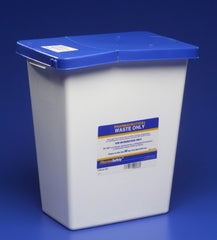 Cardinal Pharmaceutical Waste Container PharmaSafety™ 17-3/4 H X 11 W X 15-1/2 D Inch 8 Gallon White Base / Blue Lid Vertical Entry Gasketed Hinged Lid - M-419175-4487 - Case of 10