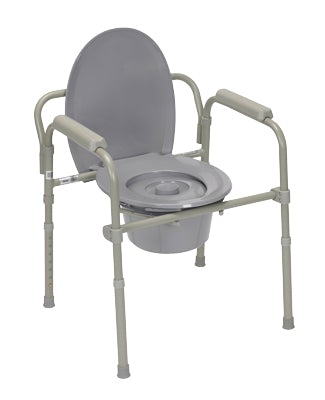 Fabrication Enterprises Commode Chair Fabrication Enterprises Padded Fixed Arm Steel Frame Removable Back - M-1086015-2608 - Each