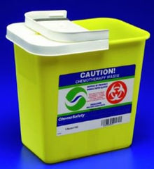 Cardinal Chemotherapy Waste Container SharpSafety™ 18-3/4 H X 12-3/4 D X 18-1/4 W Inch 12 Gallon Yellow Base / White Lid Vertical Entry Gasketed Hinged Lid