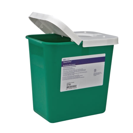 Cardinal Waste Container EnviroStar™ 17-3/4 H X 11 W X 15-1/2 D Inch 8 Gallon Green Base / White Lid Vertical Entry Hinged Lid