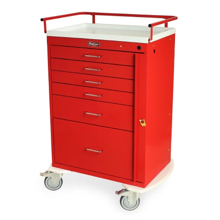 Harloff Emergency Cart Classic Line Floor Standing Stainless Steel 6 Drawers Breakaway Lock