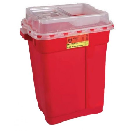 Becton Dickinson Sharps Container BD™ 26-1/4 H X 20 W X 14-3/4 D Inch 19 Gallon Red Base / Clear Lid Vertical Entry Gasketed Sliding Lid - M-421337-1341 - Case of 5