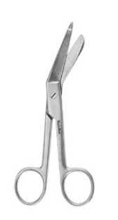 Bandage Scissors MeisterHand® Lister 7-1/4 Inch Length Surgical Grade Stainless Steel NonSterile Finger Ring Handle Angled Blunt Tip / Blunt Tip