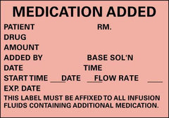 Precision Dynamics Pre-Printed Label Timemed Anesthesia Label Fluorescent Red Paper Medication Added Black Medication Instruction 1-3/4 X 2-1/2 Inch - M-42493-2101 - Roll of 1