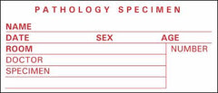 Precision Dynamics Pre-Printed Label Timemed Laboratory Use White Pathology Specimen, Name, Date, Sex, Age, Room, Doctor, Speciment, Number Red Lab / Specimen 1-1/2 X 3-1/2 Inch - M-42531-1172 - Roll of 1