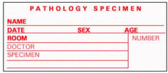 Precision Dynamics Pre-Printed Label Timemed Laboratory Use White Pathology Specimen, Name, Date, Sex, Age, Room, Doctor, Speciment, Number Red Lab / Specimen 2 X 3-1/2 Inch - M-42532-4324 - Roll of 1