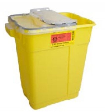 Becton Dickinson Chemotherapy Waste Container BD™ 23-1/2 H X 20 W X 14-3/4 D Inch 17 Gallon Yellow Base / Translucent Lid Vertical Entry Gasketed Hinged Lid - M-425619-1583 - Each