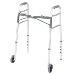 Fabrication Enterprises Dual Release Folding Walker Adjustable Height Aluminum Frame 350 lbs. Weight Capacity 25 to 32 Inch Height - M-1160727-4652 - Each