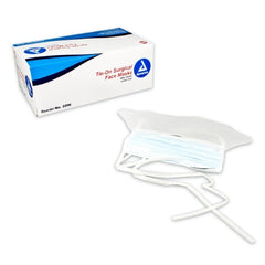 Dynarex Surgical Mask with Eye Shield Dynarex Pleated Tie Closure One Size Fits Most White NonSterile ASTM Level 1